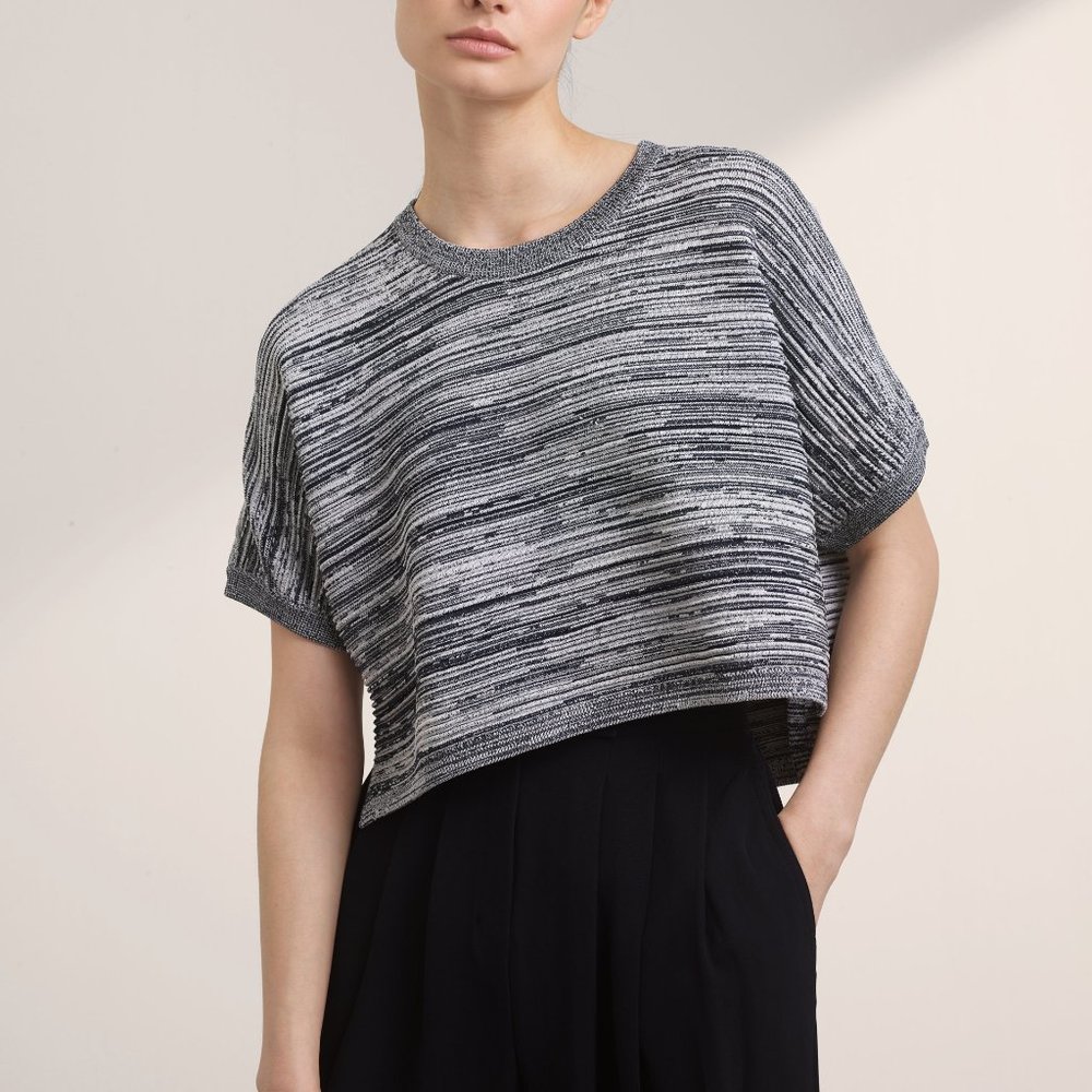 Babaton Oversized Crop Sweater Medium Navy